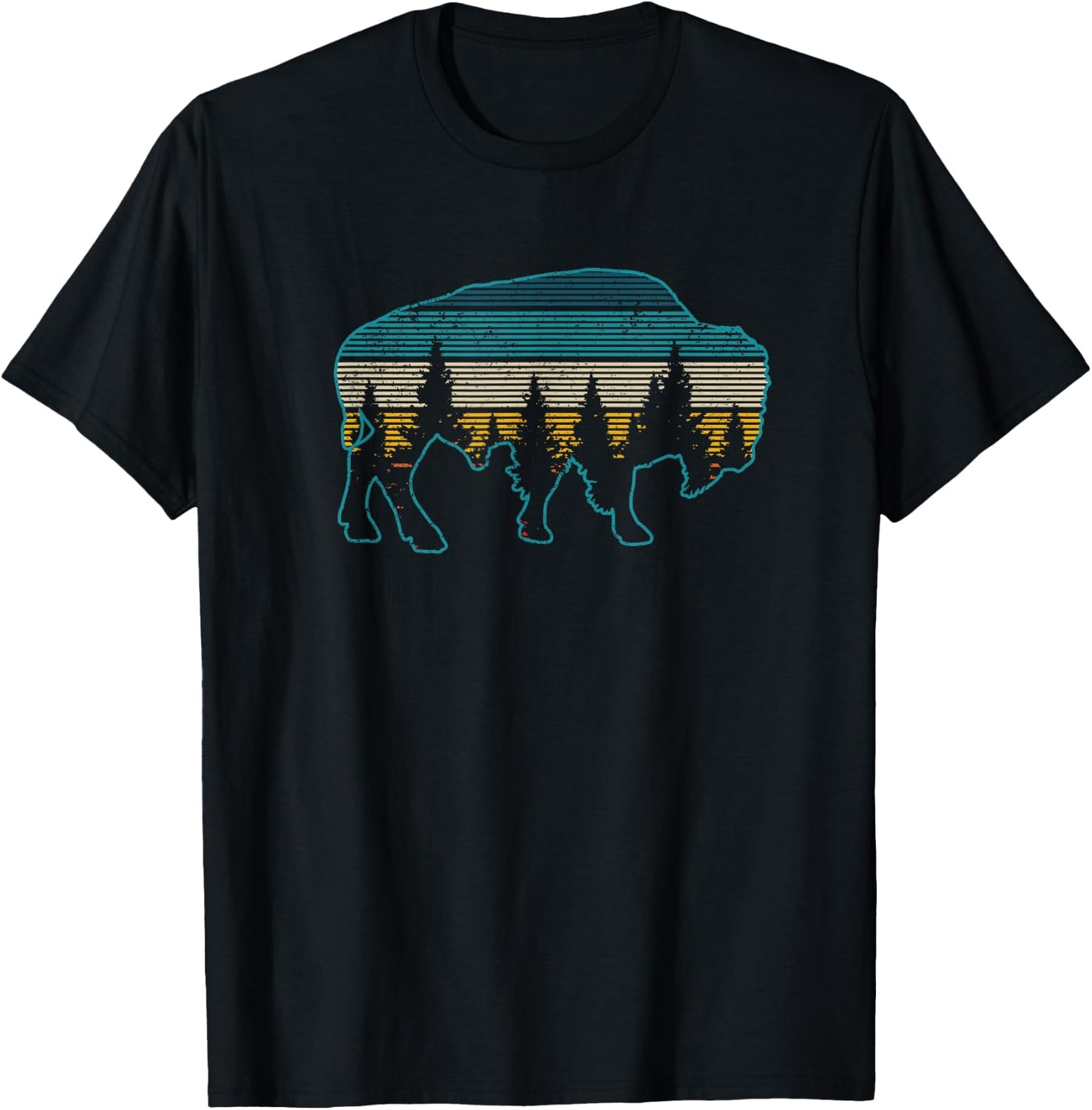 Bison American Buffalo Vintage National Park Souvenir T-Shirt - T-Shirt | Black
