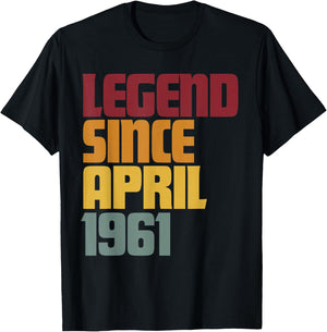 Legend Since April 1961 66th Birthday - Vintage Funny T-Shirt - T-Shirt | Black