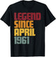 Legend Since April 1961 66th Birthday - Vintage Funny T-Shirt - T-Shirt | Black