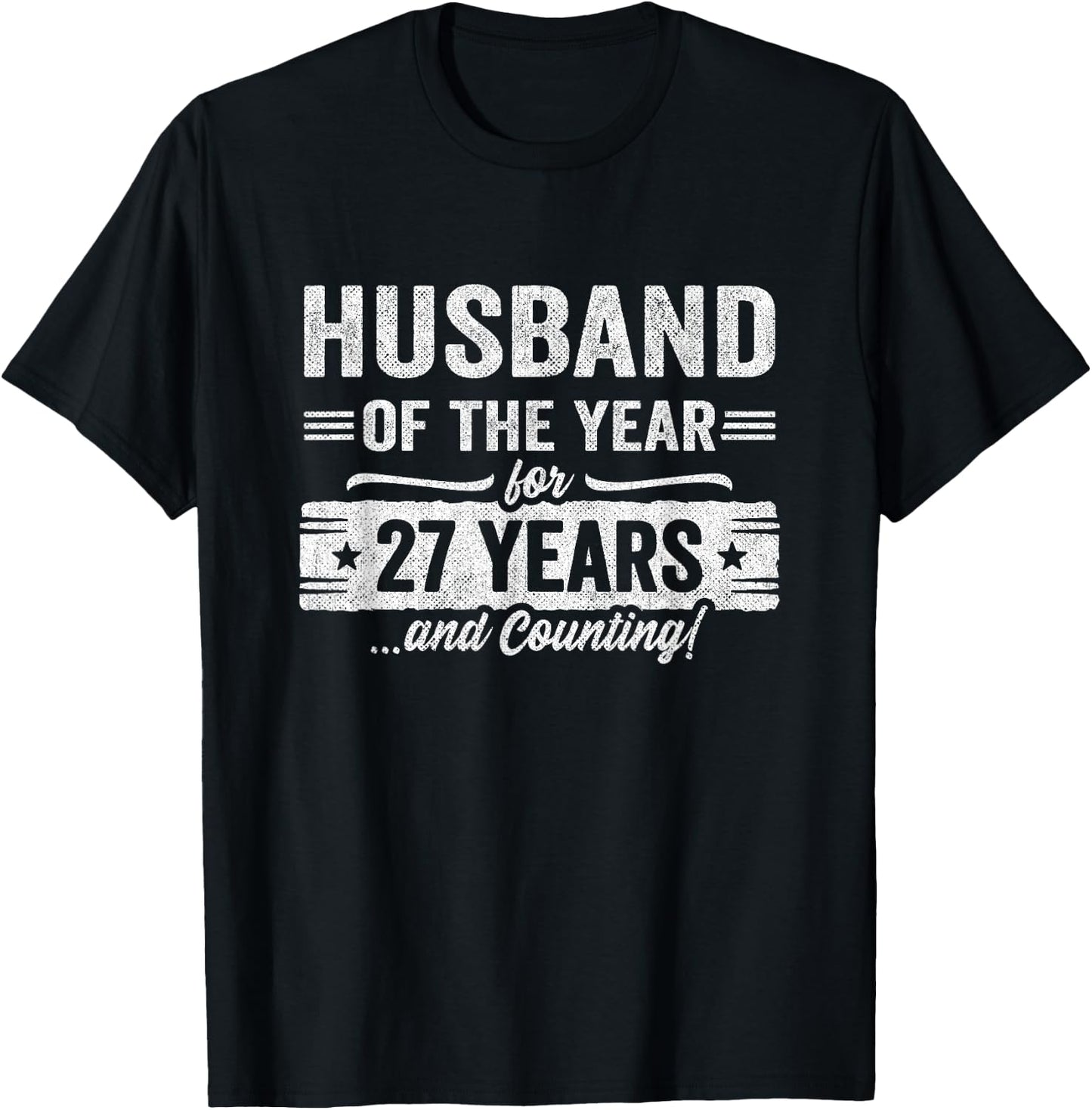 Couples Married 27 Years - Husband 27th Wedding Anniversary T-Shirt - T-Shirt | Black