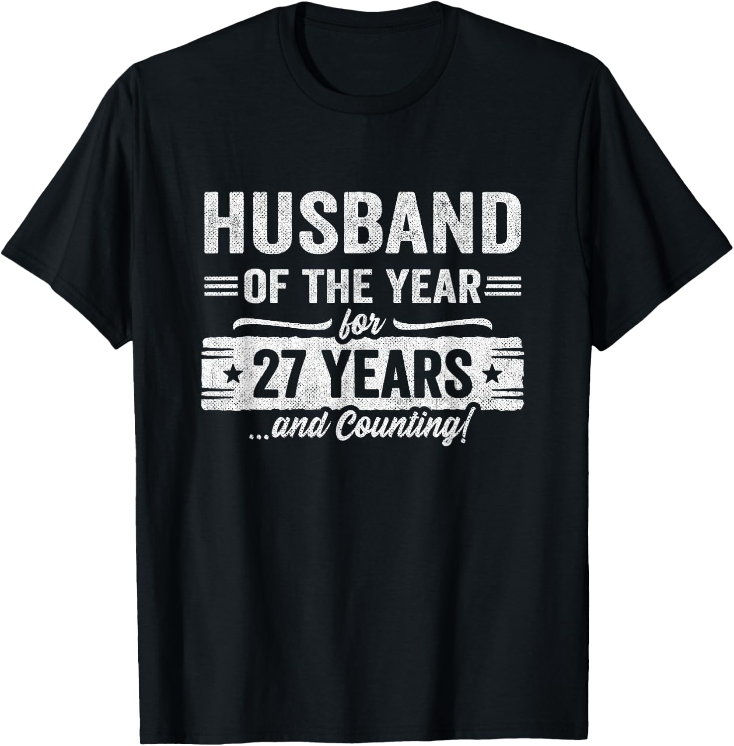 Couples Married 27 Years - Husband 27th Wedding Anniversary T-Shirt - T-Shirt | Black