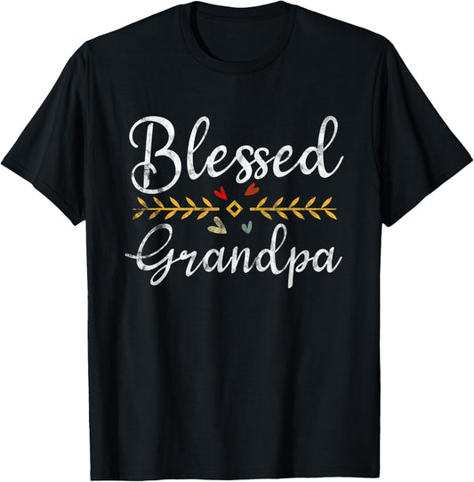 Blessed Grandpa Vintage Graphic Funny Grandpa Father's Day T-Shirt - T-Shirt | Black