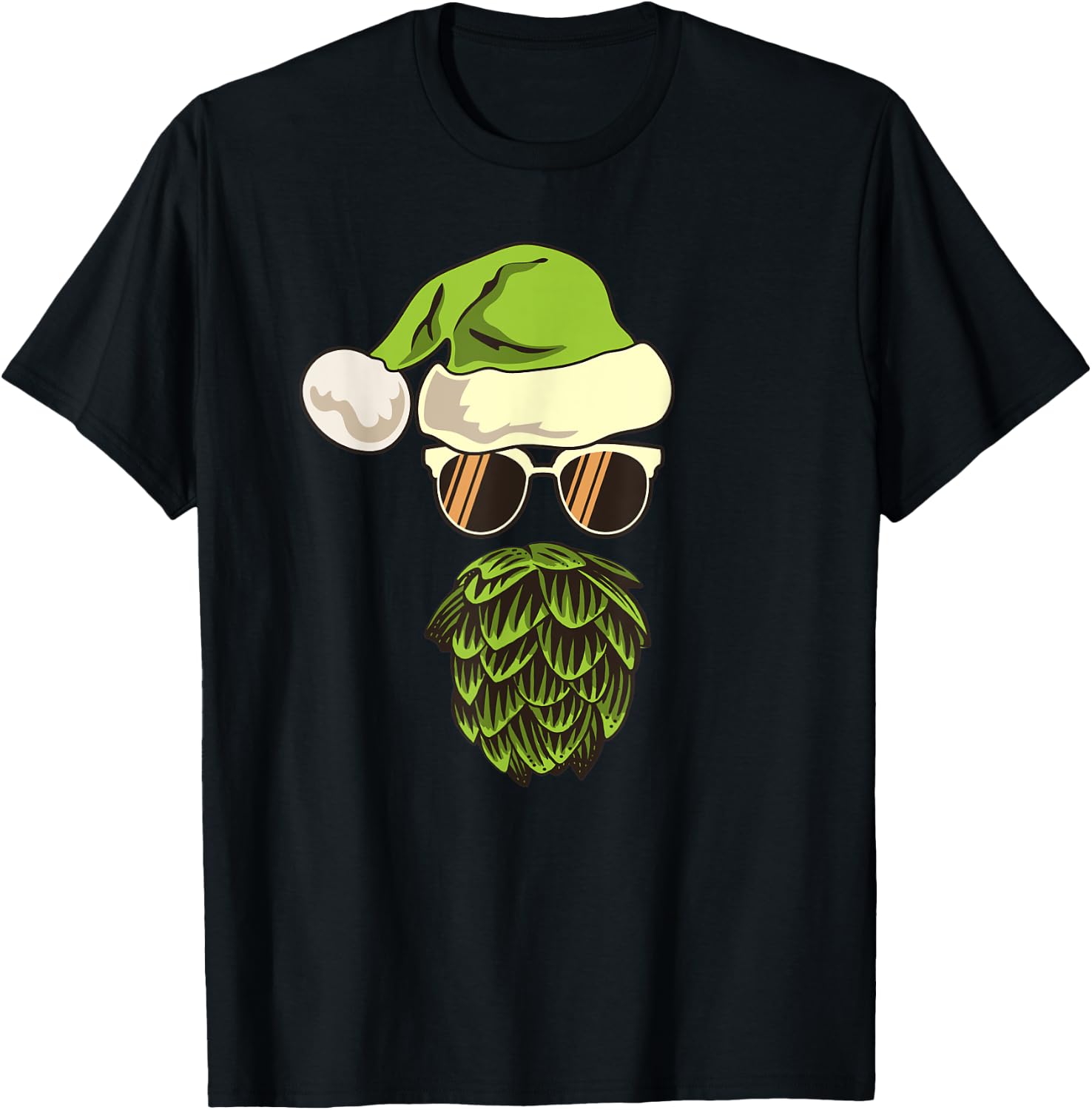 Santa Claus Hat Hop Beard Beer Lover Ugly Christmas T-Shirt - T-Shirt | Black