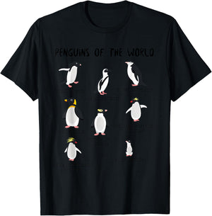 8 Rarest Penguins of the World - Funny Penguin Animals Lover T-Shirt - T-Shirt | Black