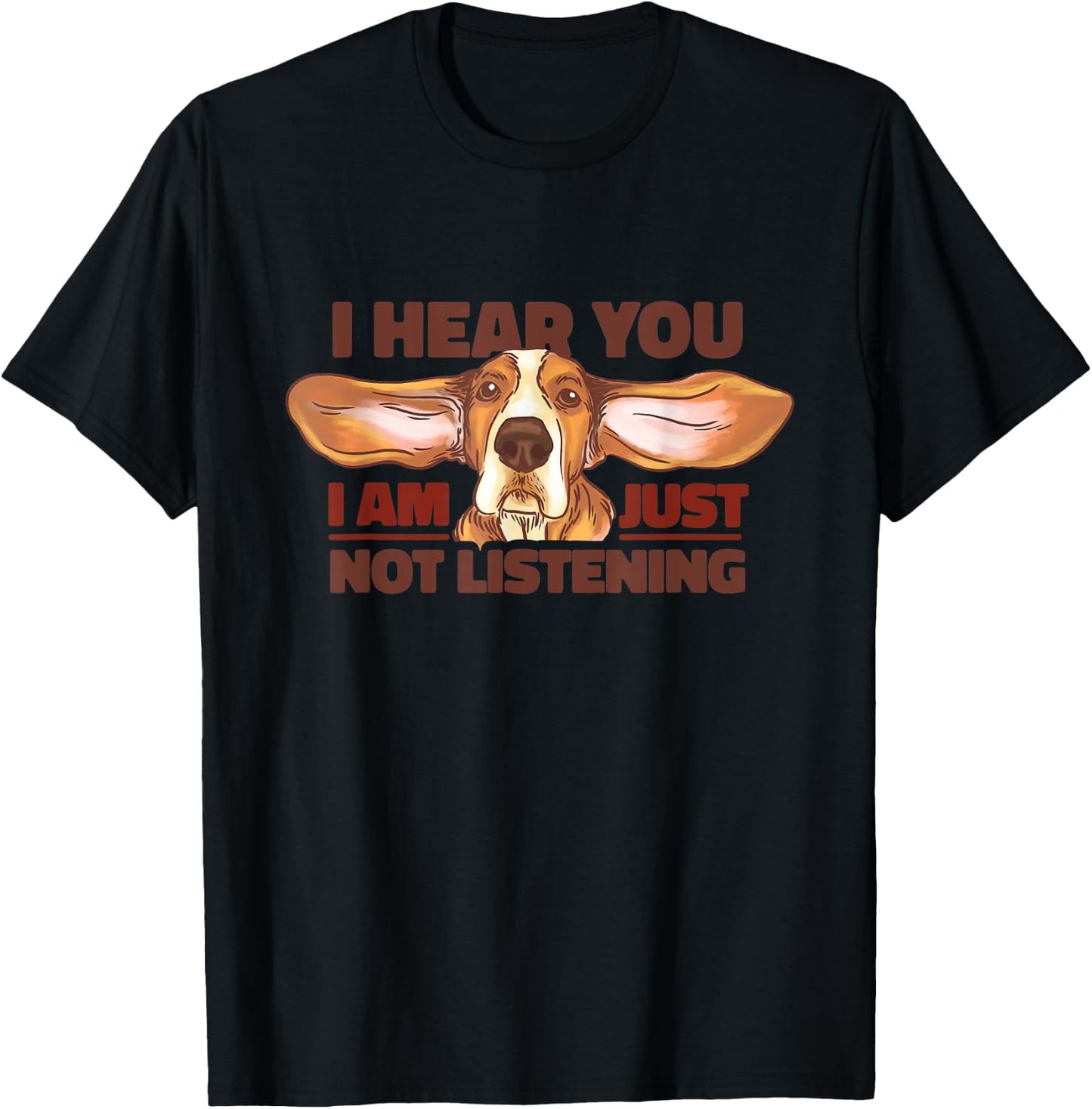 I'm Just Not Listening Lazy Basset Hound Funny Dog T-Shirt - T-Shirt | Black