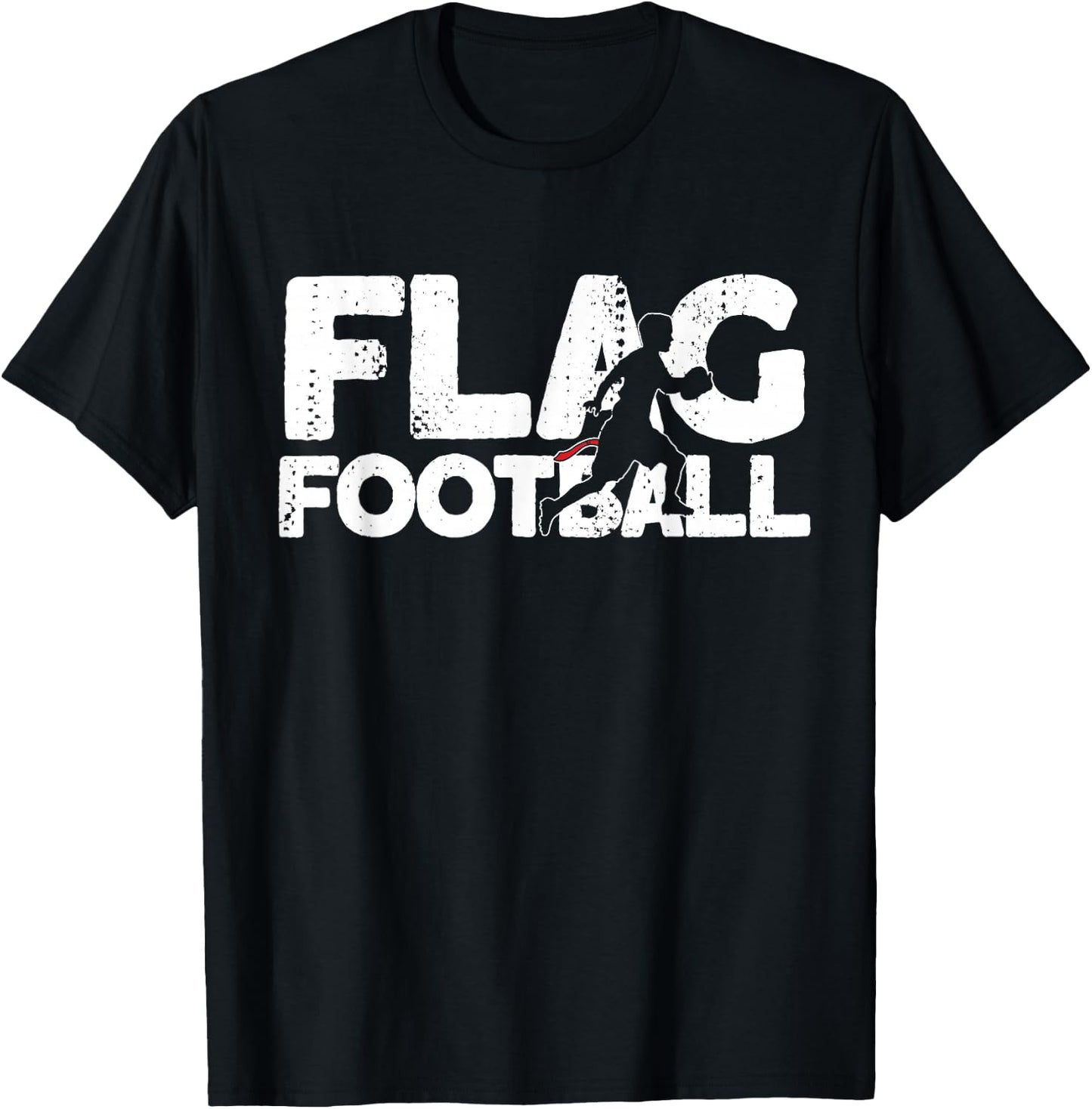 Flag Football Silhouette on Flag Football T-Shirt - T-Shirt | Black