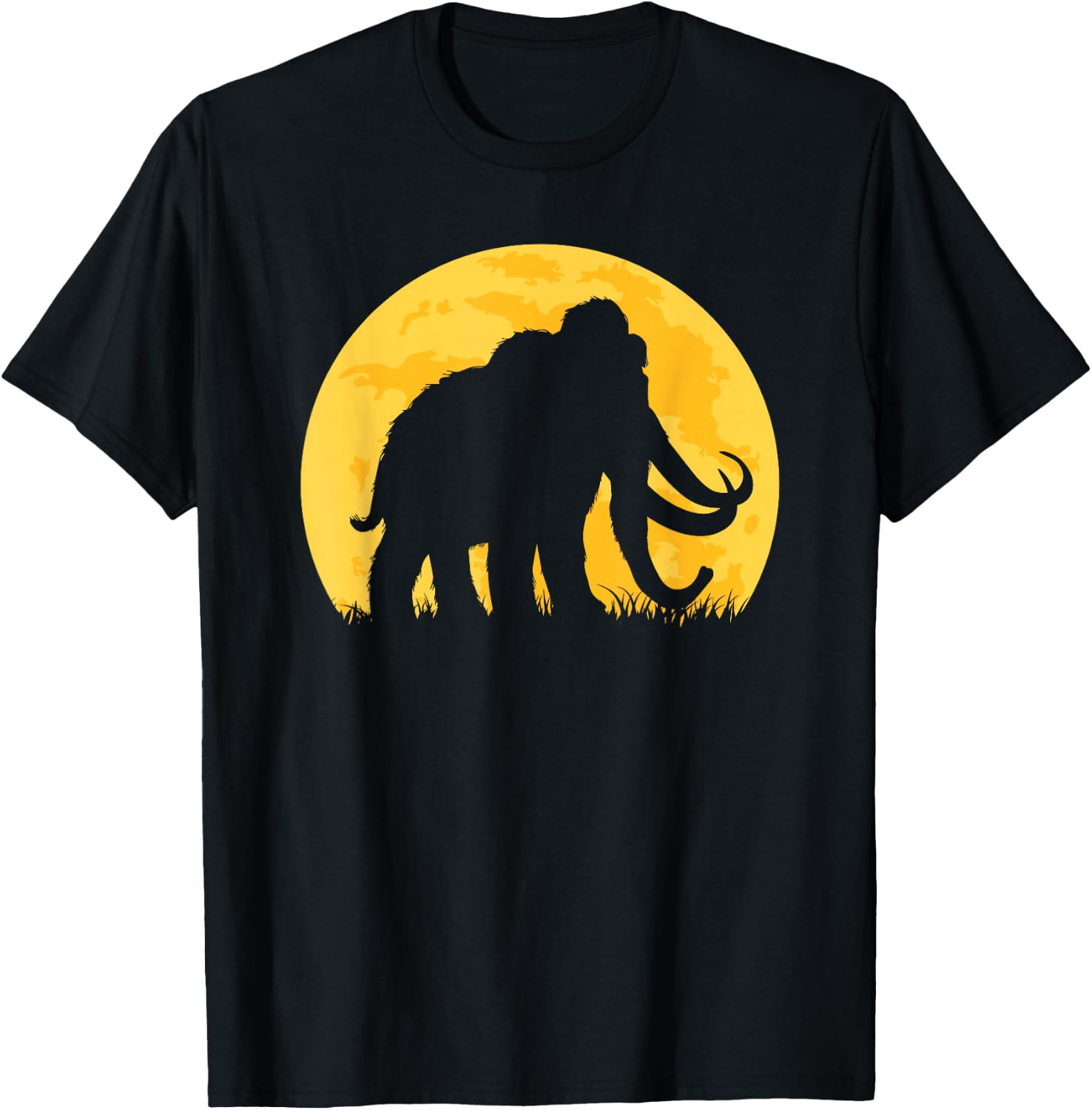 Woolly Mammoth Moon Sunset Prehistoric Animal T-Shirt - T-Shirt | Black