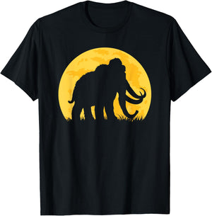 Woolly Mammoth Moon Sunset Prehistoric Animal T-Shirt - T-Shirt | Black