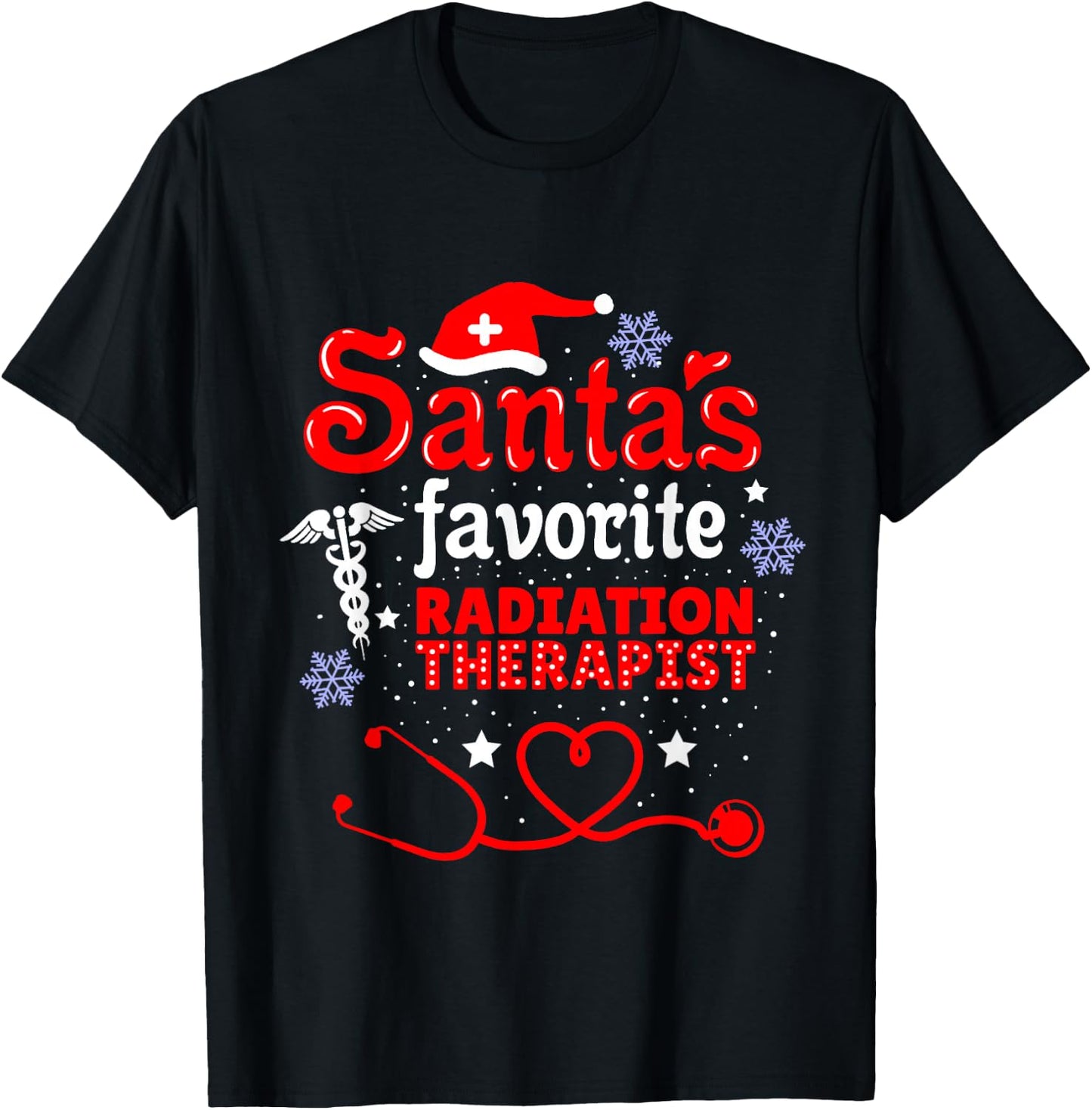 Santas Favorite Radiation Therapist Christmas T-Shirt - T-Shirt | Black