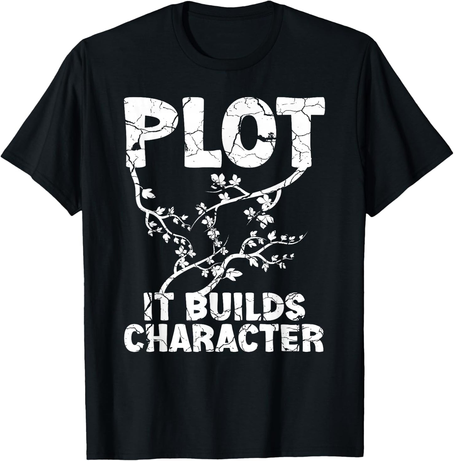 Funny Plot It Builds Character Book Reading Teacher Student T-Shirt - T-Shirt | Black
