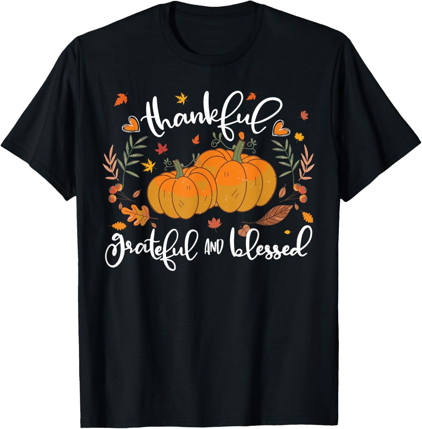 Thankful Grateful Blessed Shirt Halloween Pumpkin T-Shirt - T-Shirt | Black