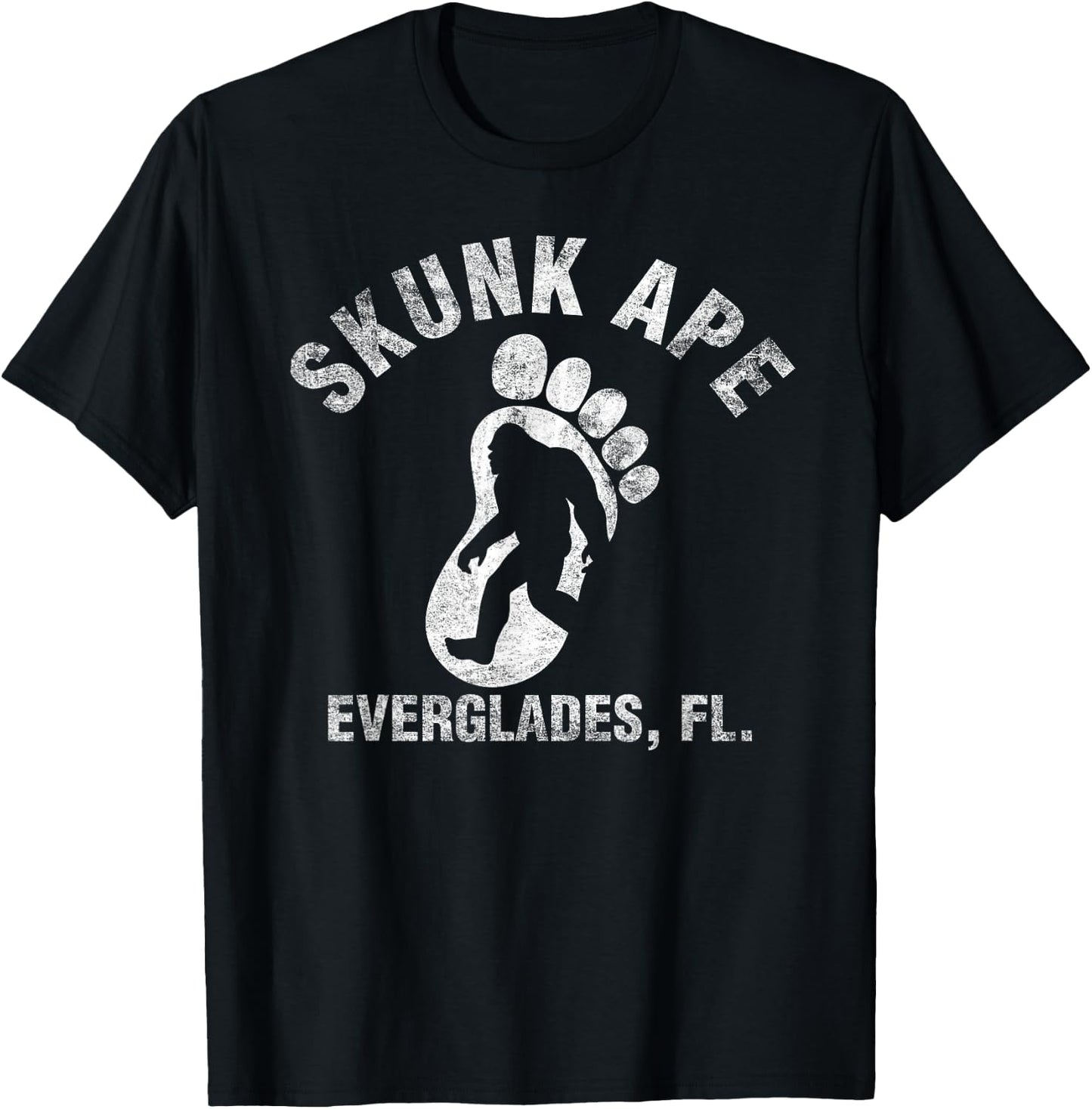 Vintage Retro Skunk Ape Foot Florida Everglades Bigfoot T-Shirt - T-Shirt | Black