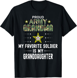 My Favorite Soldier Is My Granddaughter-Proud Army Grandma T-Shirt - T-Shirt | Black