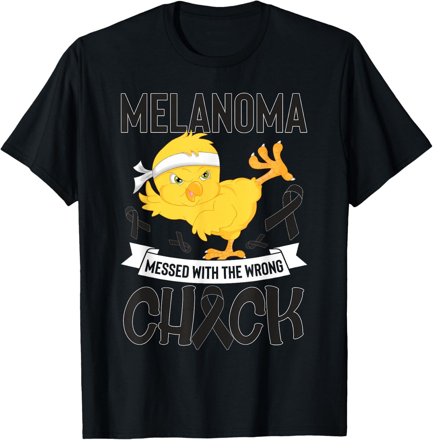 Skin Cancer Messed With The Wrong Chick Warriors Fighters T-Shirt - T-Shirt | Black