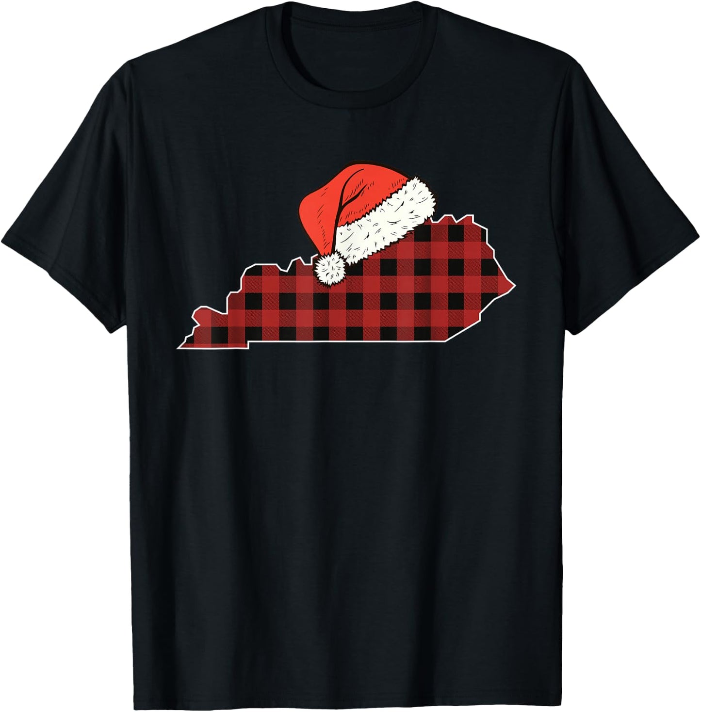 Kentucky Plaid Christmas Santa Hat Holiday Matching Design T-Shirt - T-Shirt | Black