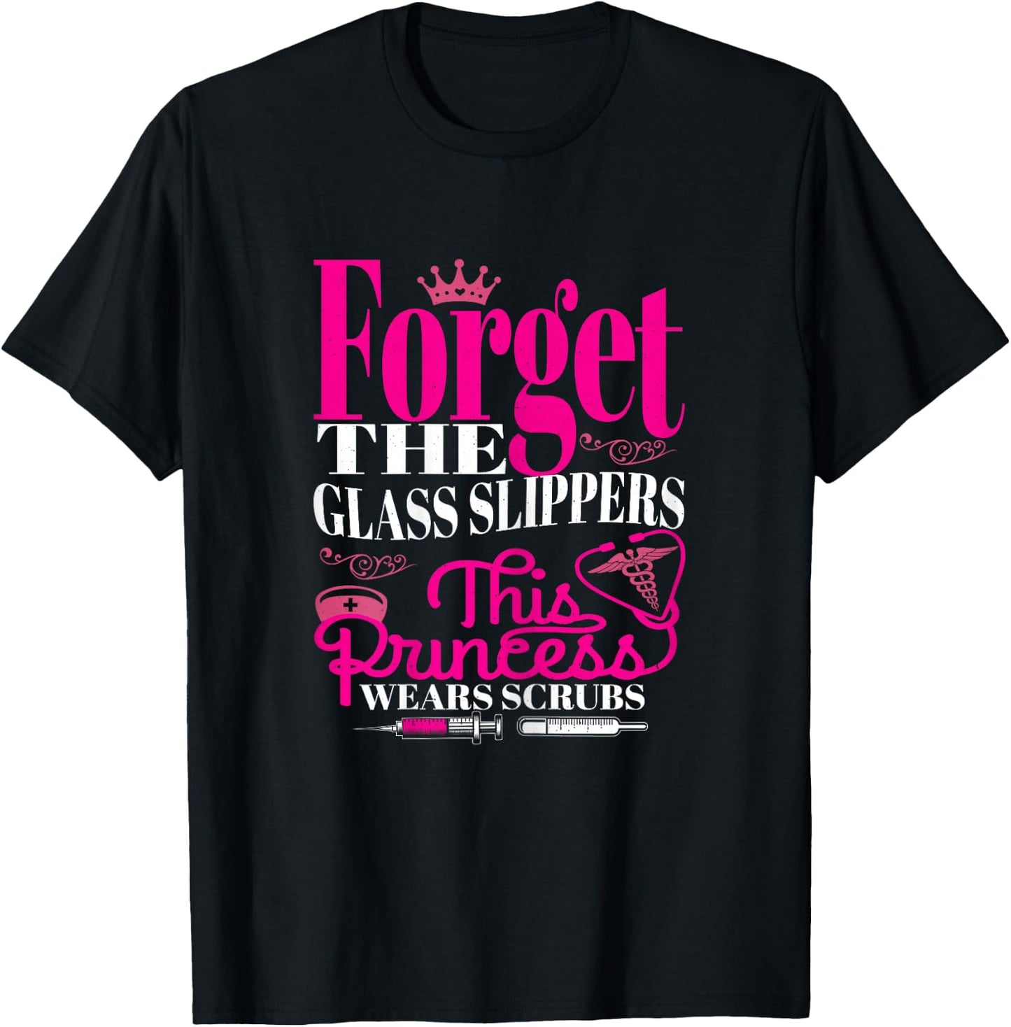 Funny Princess Nursing Lover Scrubs Graphic Nurse T-Shirt - T-Shirt | Black