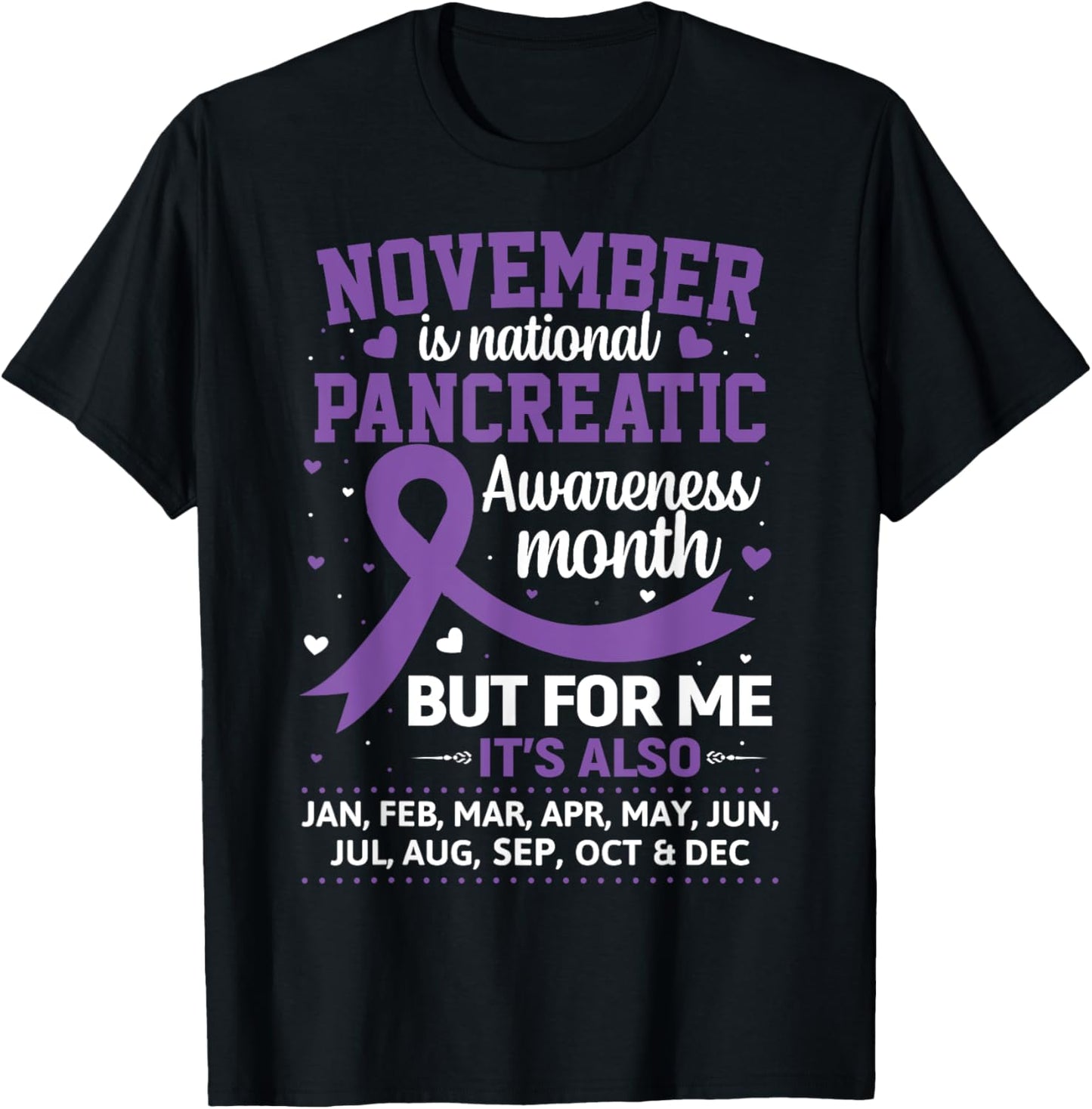 November is Pancreatic Cancer Awareness Purple Ribbon T-Shirt - T-Shirt | Black