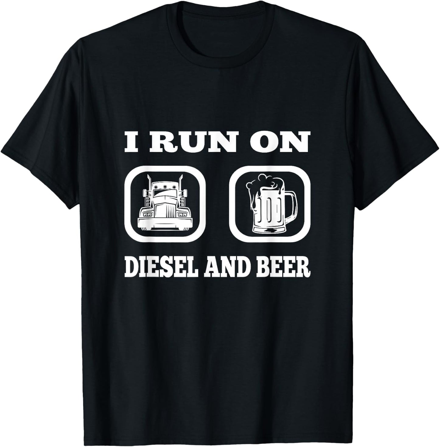 Truck Driver Saying Diesel & Beer Funny Trucker Lover T-Shirt - T-Shirt | Black