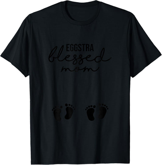 Pregnant with Twins Easter Pregnancy Announcement Mom to Be T-Shirt - T-Shirt | Black