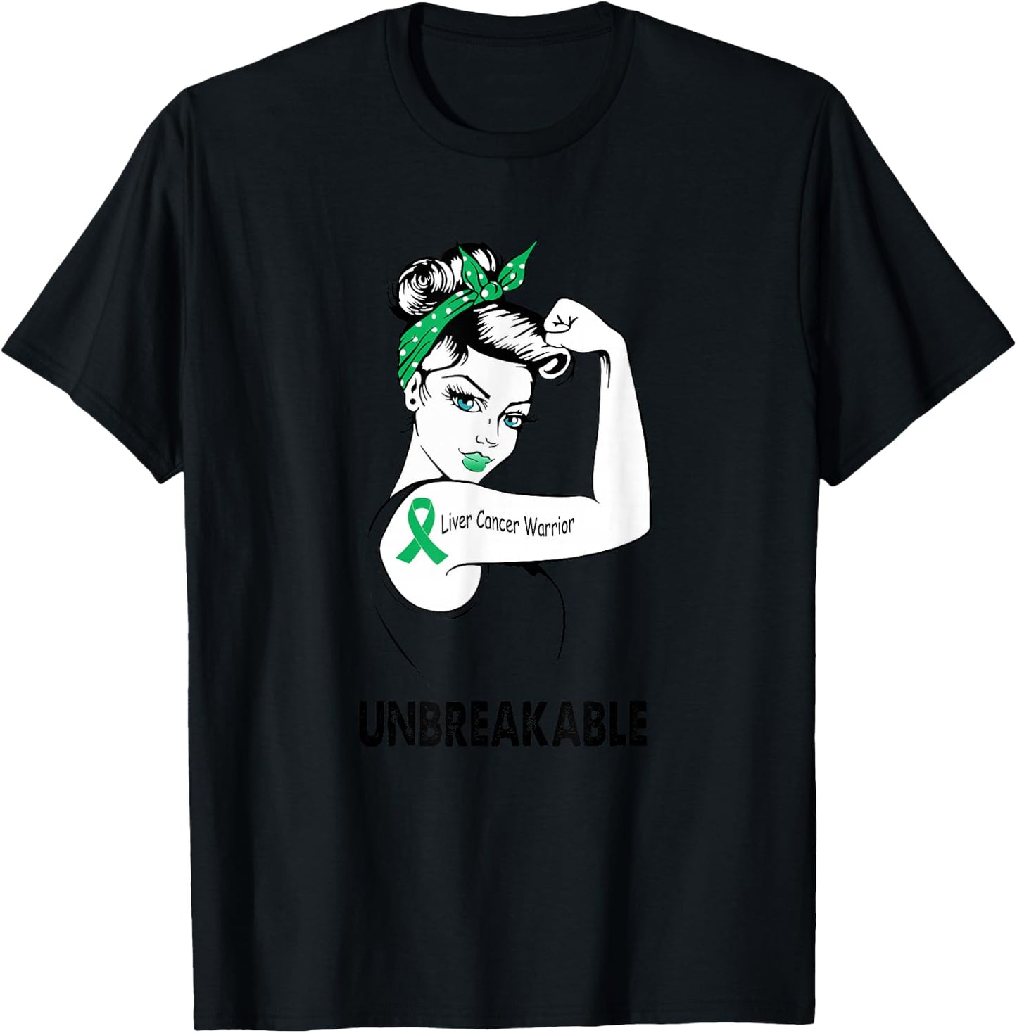 Liver Cancer Warrior Unbreakable Gift Awareness T-Shirt - T-Shirt | Black