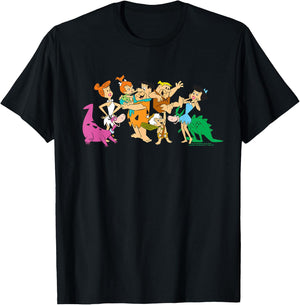 The Flintstones Fred Wilma Barney Group Photo T-Shirt - T-Shirt | Black