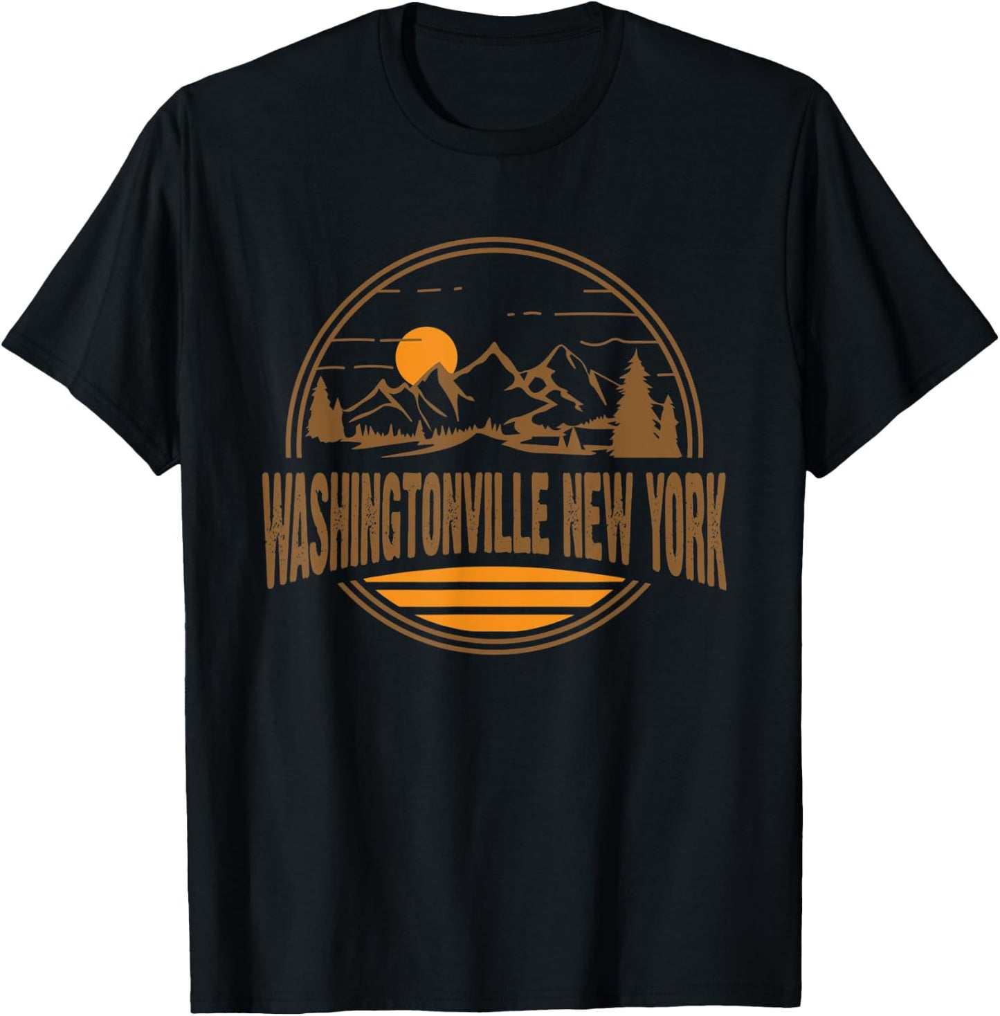Vintage Washingtonville New York Mountain Hiking Print T-Shirt - T-Shirt | Black