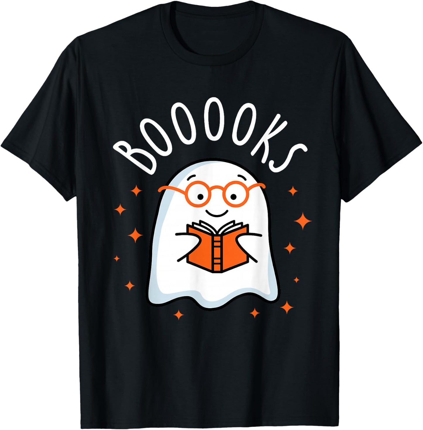 Cute Ghost Reading Book Booooks Teacher Halloween School Kid T-Shirt - T-Shirt | Black