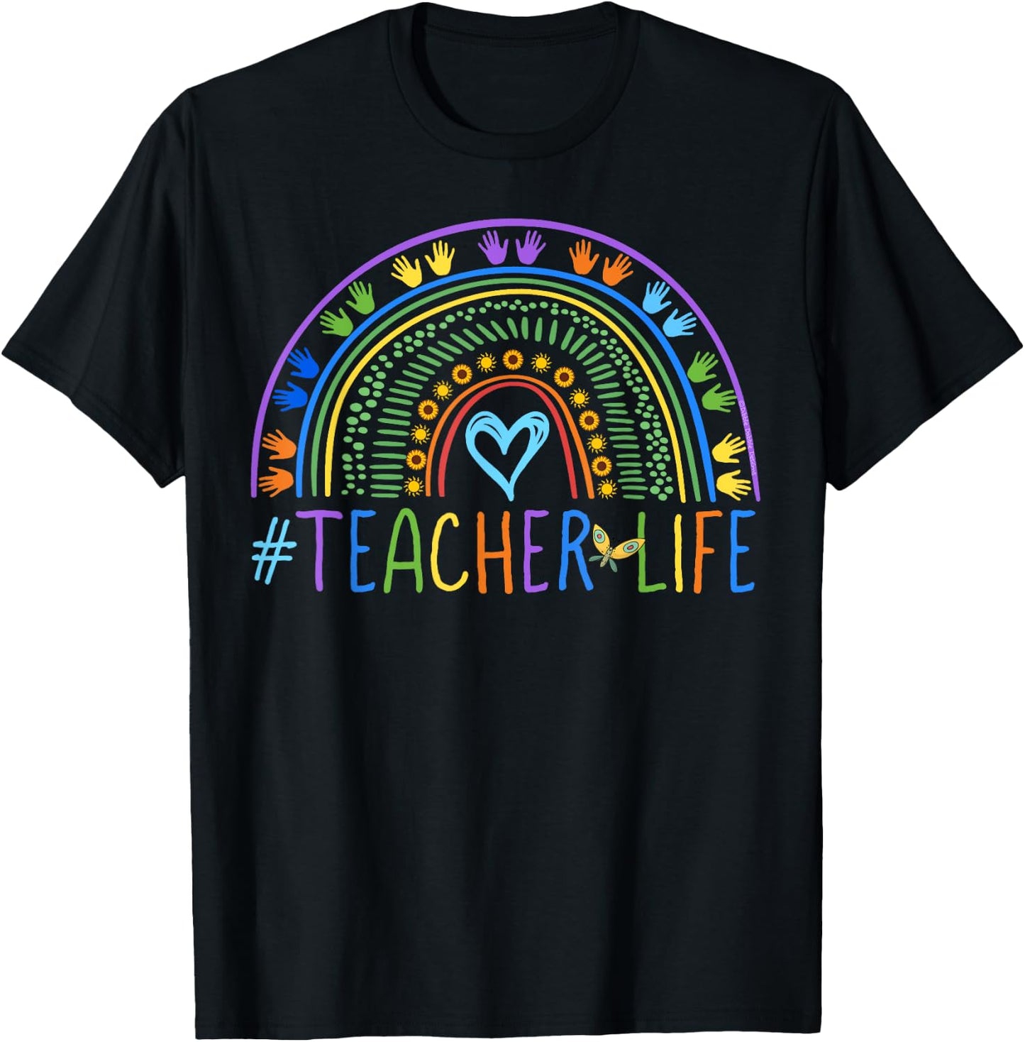 Little Hands Teacher Life Colorful Rainbow - Teachers Women T-Shirt - T-Shirt | Black