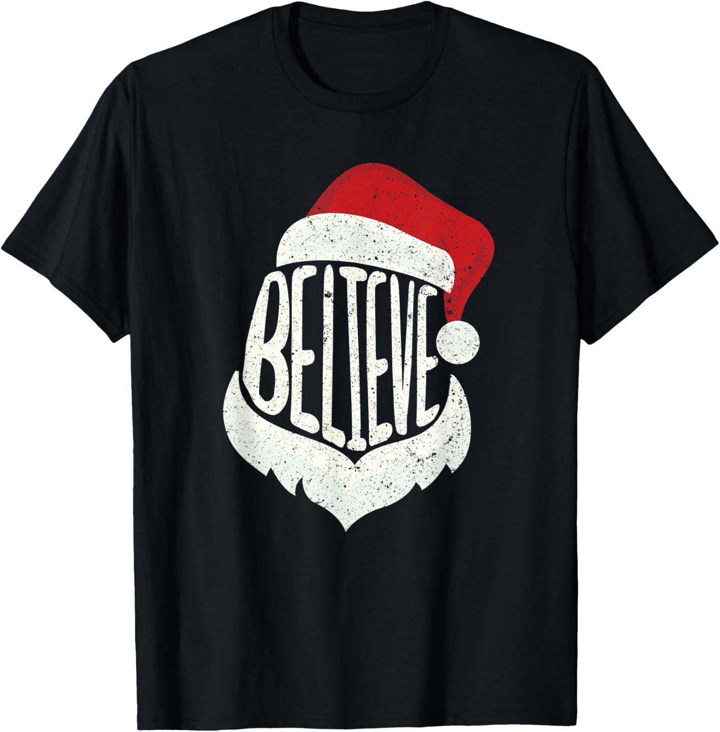Funny Family Christmas Believe Santa Claus Cute Xmas Holiday T-Shirt - T-Shirt | Black