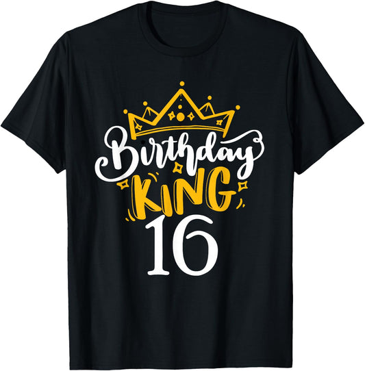 16th Birthday King 16 Years Old Party Ideas For Boys T-Shirt - T-Shirt | Black