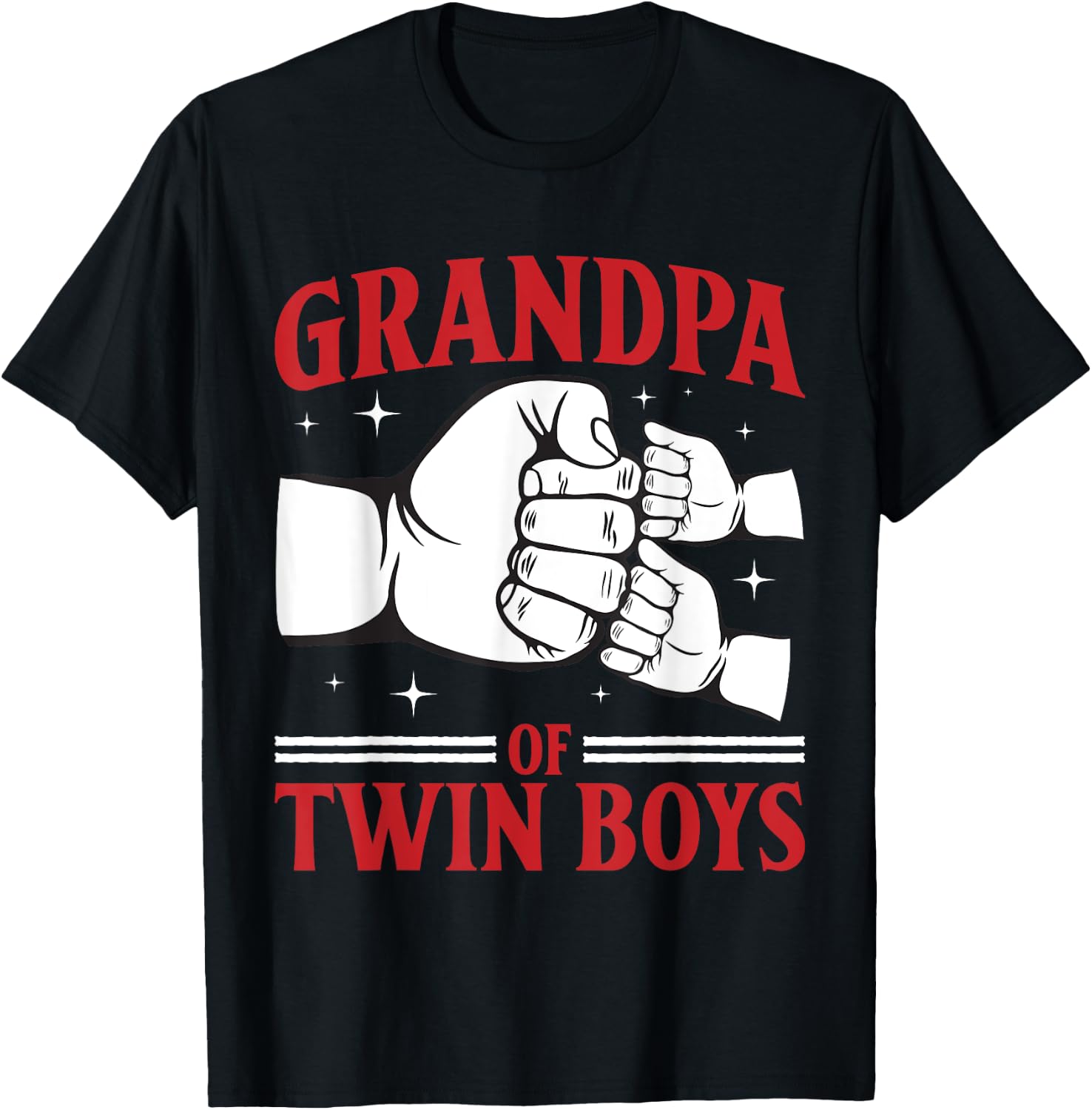 Twin Grandpa Grandfather Of Two Grandpa Of Twin Boys T-Shirt - T-Shirt | Black