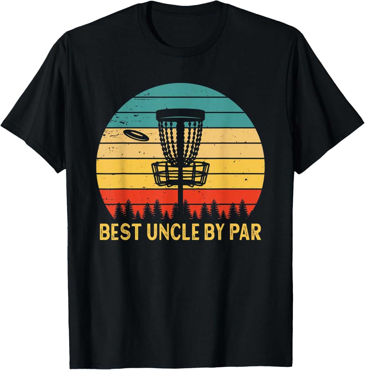 Vintage Best Uncle By Par Disc Golf Funny Father's Day T-Shirt - T-Shirt | Black