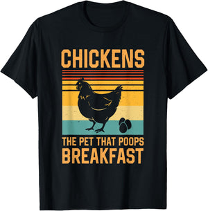 Chickens The Pets That Poop Breakfast T-Shirt - T-Shirt | Black