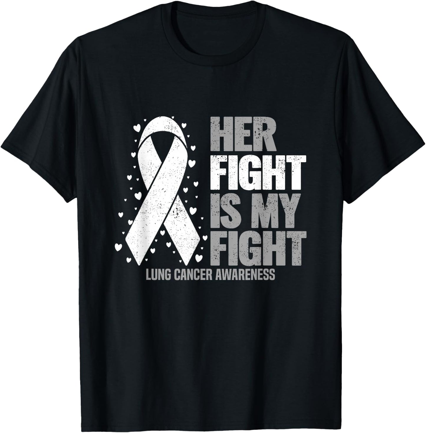 Lung Cancer Her Fight is my Fight Lung Cancer Awareness T-Shirt - T-Shirt | Black