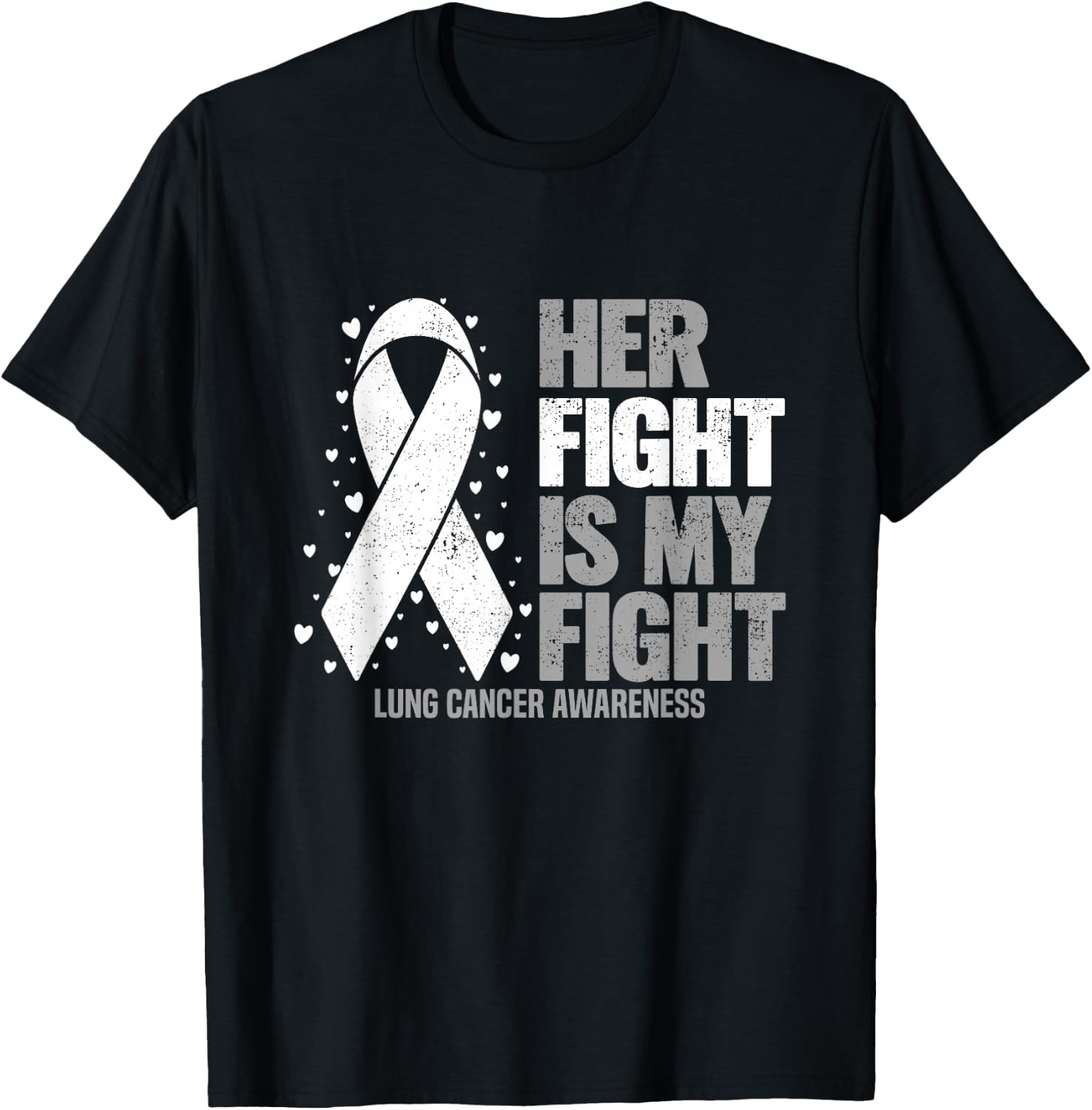 Lung Cancer Her Fight is my Fight Lung Cancer Awareness T-Shirt - T-Shirt | Black