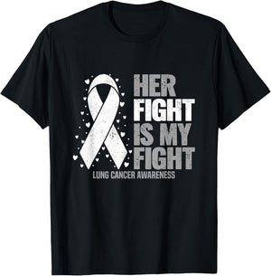 Lung Cancer Her Fight is my Fight Lung Cancer Awareness T-Shirt - T-Shirt | Black