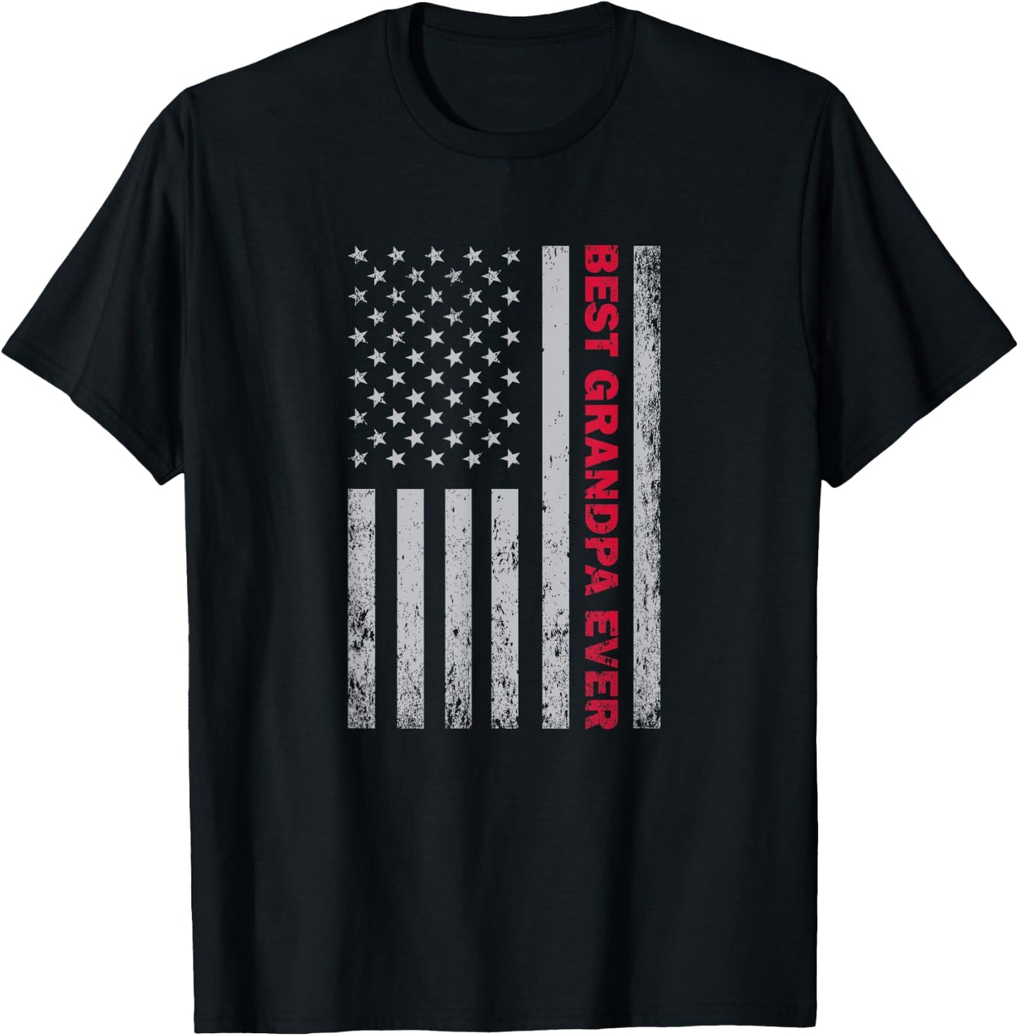 Best Grandpa Ever US American Flag T-Shirt - T-Shirt | Black