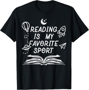 Reading Is My Favorite Sport Book Lover Bookworm Boys Kids T-Shirt - T-Shirt | Black