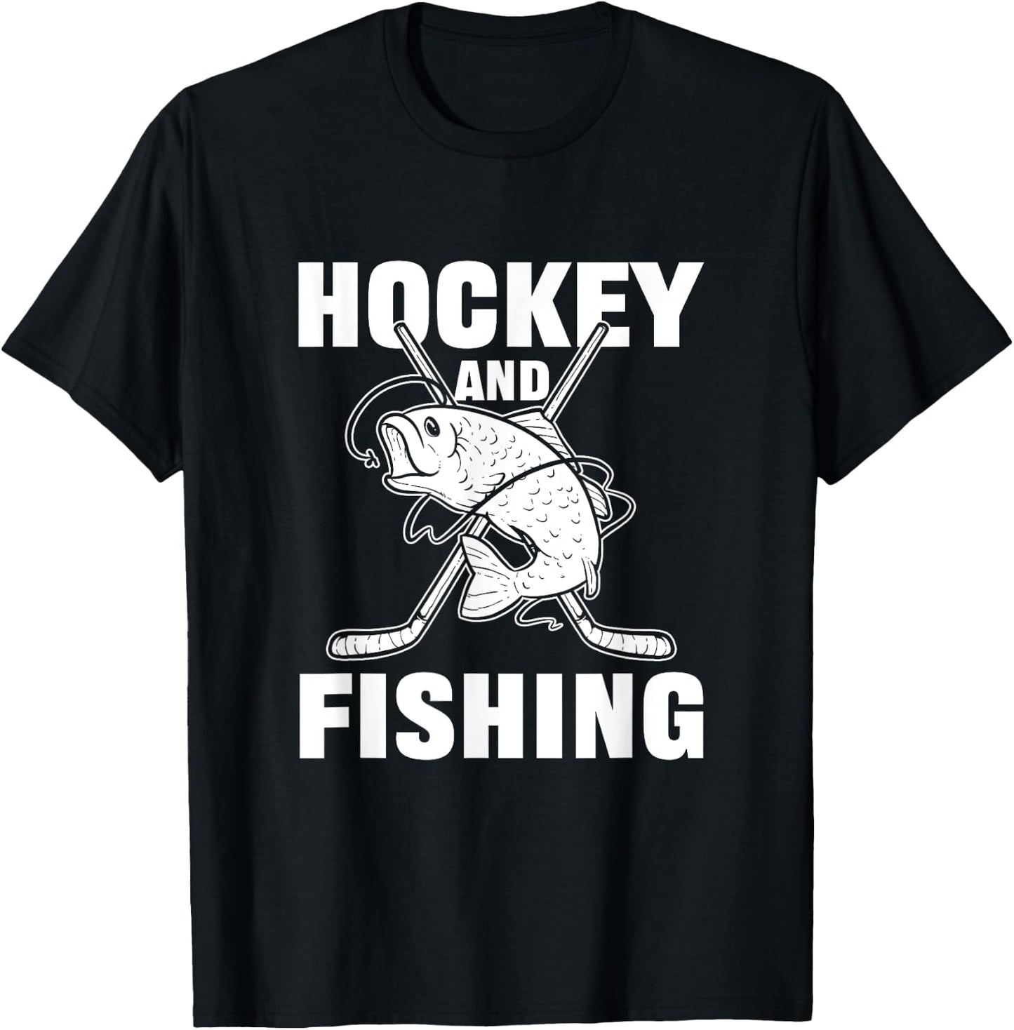 Hockey And Fishing Ice Hockey Fish Hunting T-Shirt - T-Shirt | Black