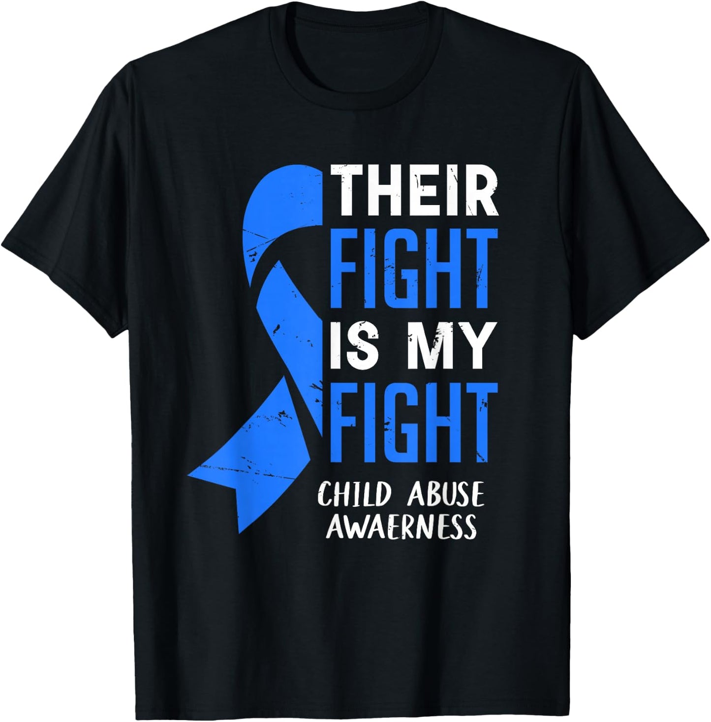 Their Fight My Fight Child Abuse Awareness April Blue Ribbon T-Shirt - T-Shirt | Black