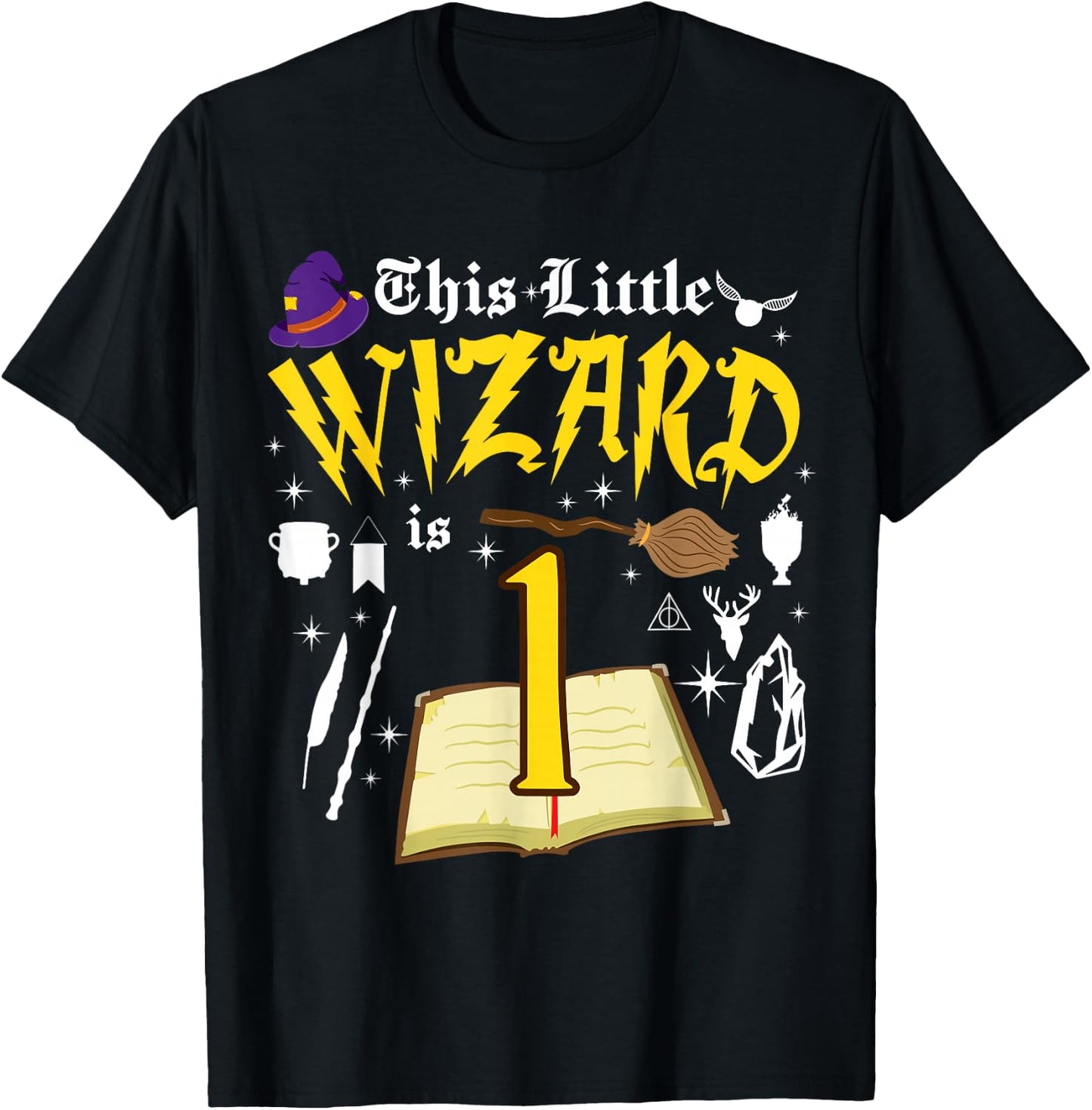 1st Birthday Wizard Magic 1 Year Old Funny B-Day Matching T-Shirt - T-Shirt | Black