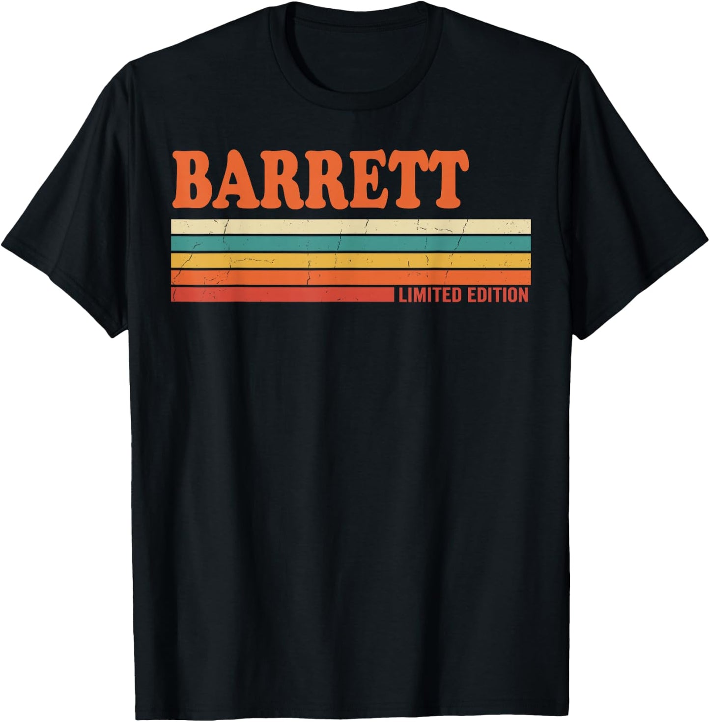 Barrett Retro Personalized First Name Vintage Stripes T-Shirt - T-Shirt | Black