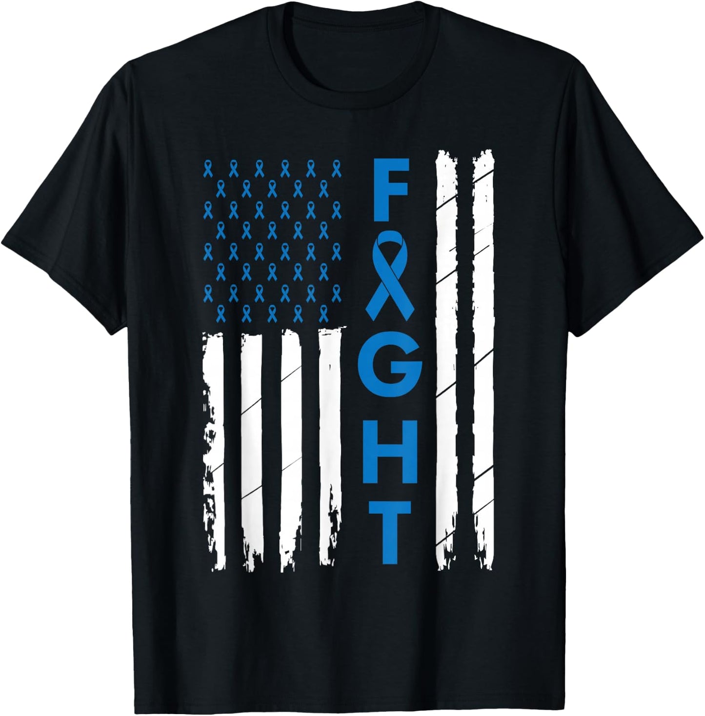 Colorectal Cancer Colon Cancer Blue Ribbon T-Shirt - T-Shirt | Black