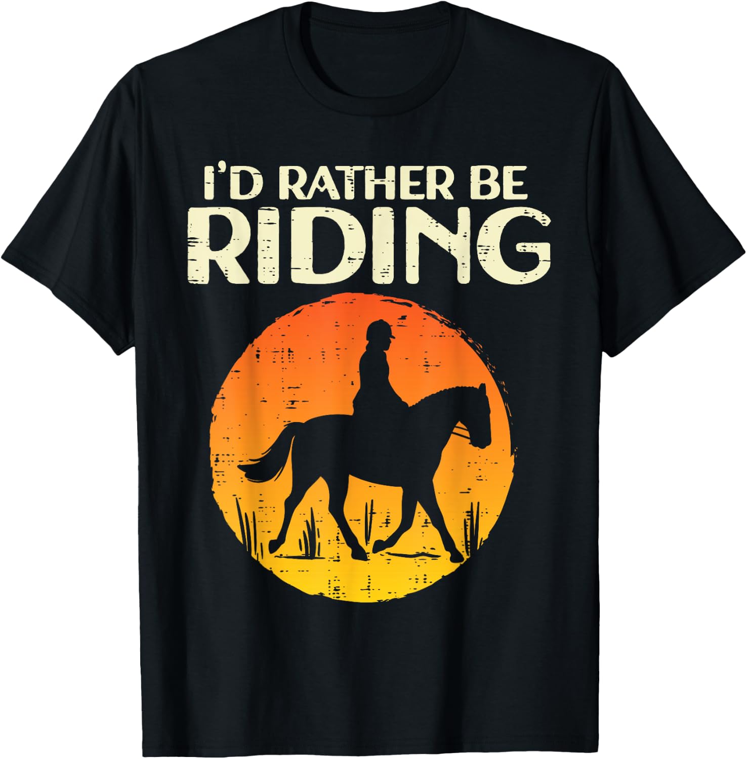 Id Rather Be Riding Susnet Horseback Equestrian Men Women T-Shirt - T-Shirt | Black