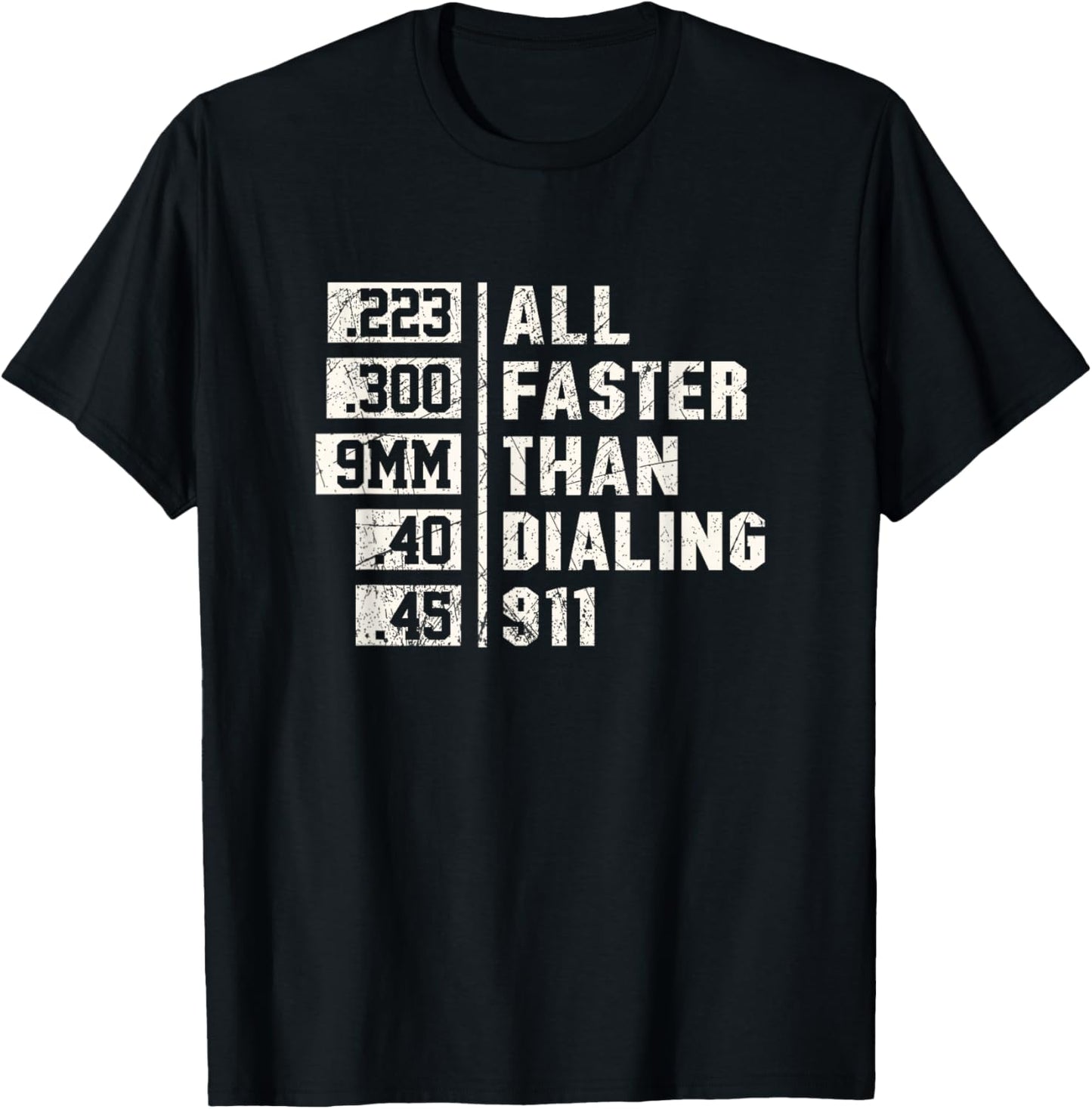 Funny 2nd Amendment 9mm all faster than calling 911 T-Shirt - T-Shirt | Black