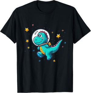 Kids Funny Dinosaur Astronaut Kids for Boys Space Toddler T-Shirt - T-Shirt | Black