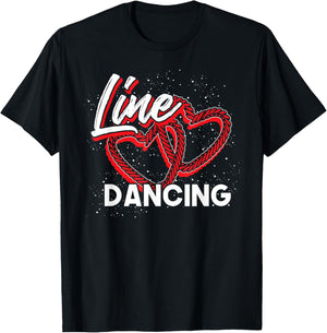 Line Dancing Lover Cowboy Valentines Day Gift Line Dance T-Shirt - T-Shirt | Black