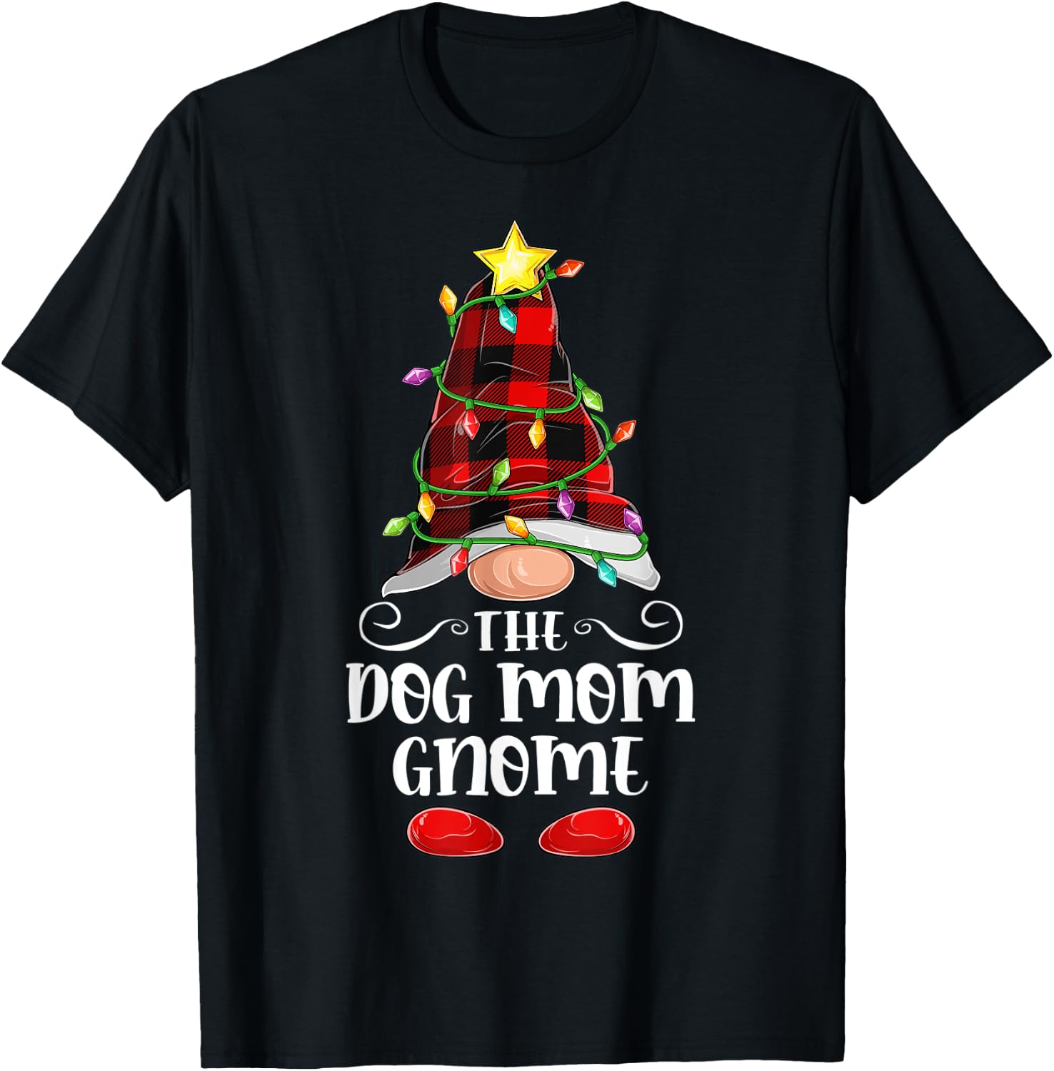The Dog Mom Gnome - Matching Family Group Christmas Gnome Men Women T-Shirt - T-Shirt | Black