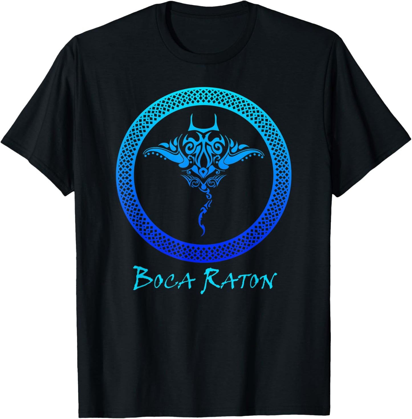 Boca Raton, Florida Vintage Retro Tribal Stingray Vacation T-Shirt - T-Shirt | Black