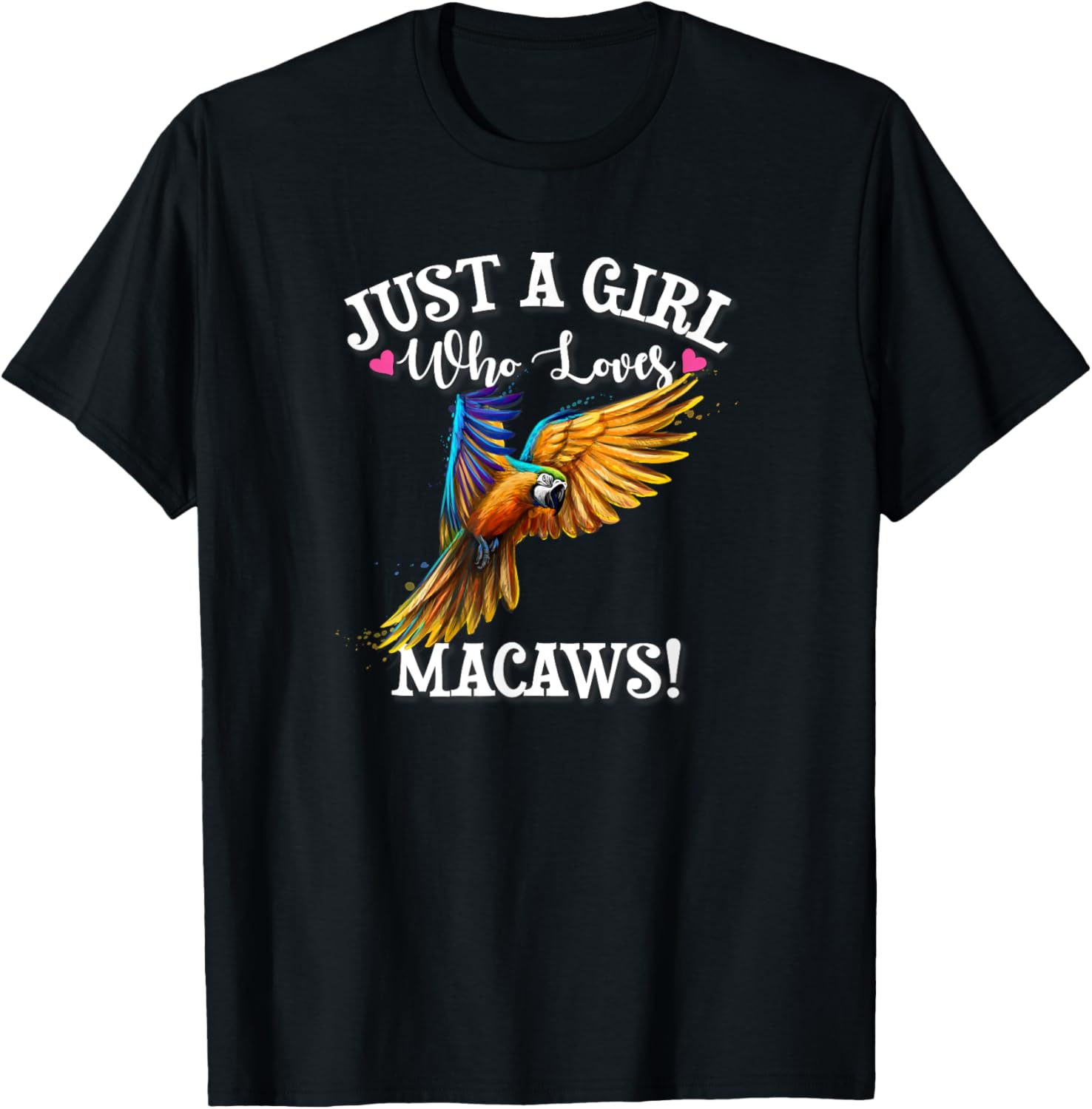Tropical Rainforest Parrot Lover Girl Who Loves Blue Macaws T-Shirt - T-Shirt | Black